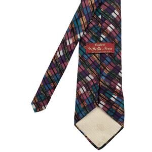 Couture by Bella Nova Silk Tie Abstract Purple Teal Multicolor Italy